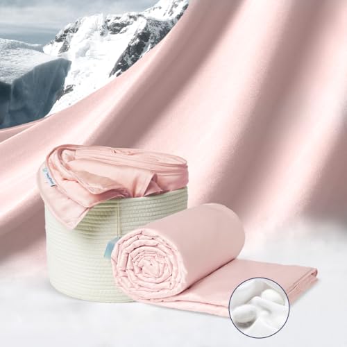 Vesta Silk-Filled Summer Lightweight Comforter, Washable Cooling Blanket for Hot Sleepers, 100% Long Staple Mulberry Silk with 100% Bamboo Shell, Moisture & Thermal Control (Queen, Heavenly Pink)