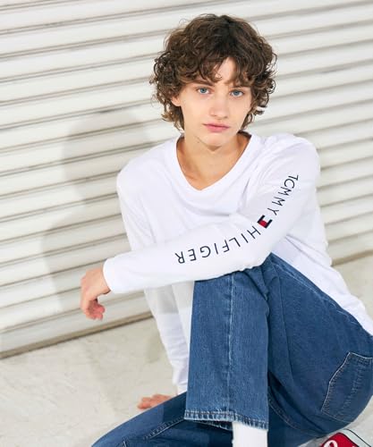 Tommy Hilfiger Camiseta de manga larga Hombre Tommy Logo de algodón, Blanco (White), XXL