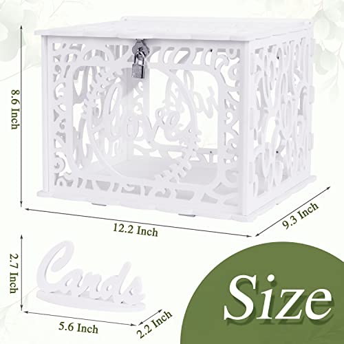 AerWo White PVC Storage Box for Wedding, 12.0 x 9.3 x 8.5 inches, Holds 300+ Cards, Waterproof, DIY Decorations, Lock & String Light Included - Thumbnail 2