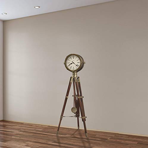 Howard Miller Time Surveyor Floor Clock 615-080 – Lightly Distressed Rustic Cherry Finish, Antique Brass Finish Metal Pendulum Bob, Quartz Triple Chime Movement, Volume Control #TOP5