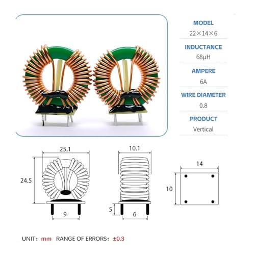 Inductor toroide de ferrita de 68uH para eliminar ruido en fuentes de poder 2