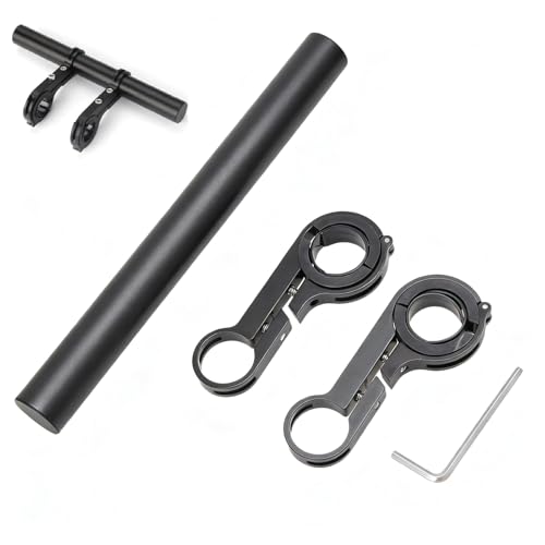 LifgWas Prolongateur de Guidon de Vélo 20CM Barre d'Extension en Aluminium à Double Fixation pour Guidon 25-34mm, Compatible avec GPS, Compteur Vélo, Lampe, Support...