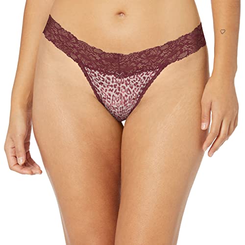 Maidenform Women's Underwear, Stretch Lace Thong Panty (Retired Colors), Unique Animal Print Creme Pink, 5 #TOP15