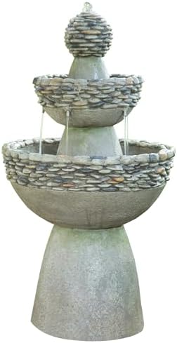 Outdoor 3-Tier Zen-Style Pedestal Water Fountain