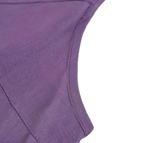 Image of Amazhiyu Women's Pure Linen Summer Midi Split Slip Dress | V Neck, Spaghetti Strap, with Pockets