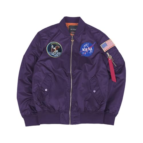 Image of CORIRESHA Mens Apollo NASA Patches Slim Fit Bomber Jackets Windbreaker