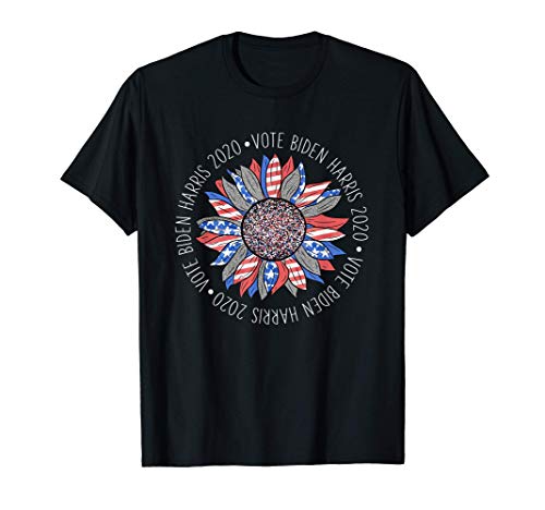 Vote Biden Harris 2020 Cute Red White Blue Sunflower Shirt T-Shirt