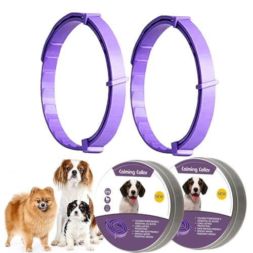Vet Recommended Calming Collar for Dogs - Adjustable Anxiety Relief Collar with Lavender, Waterproof Stress Relief Neckband | Puppy Safe, Long-Lasting Soothing (2 Pack)