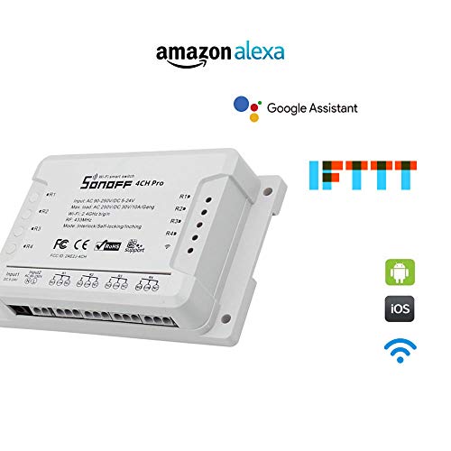 Sonoff 4ch Pro R2 Interruptor Wifi 4 Canais Rf 433mhz, Funciona com Alexa