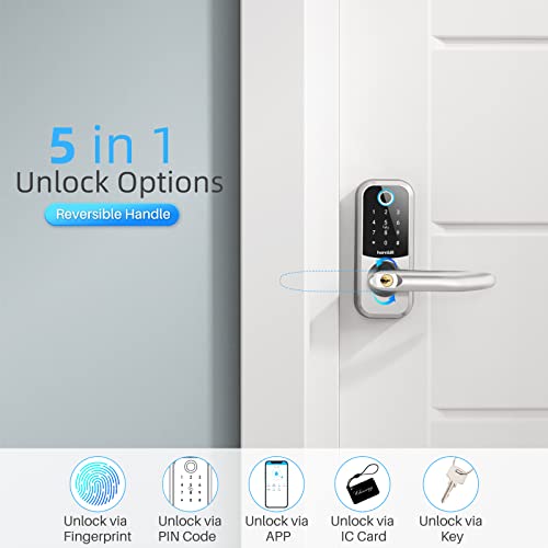 Hornbill Smart Lock,Hornbill Fingerprint Keyless Entry Locks With Touchscreen Keypad,Bluetooth Front Door Lock,Electronic Digital Deadbolt With Reversible Handle,Free App,Ic Card thumb #1
