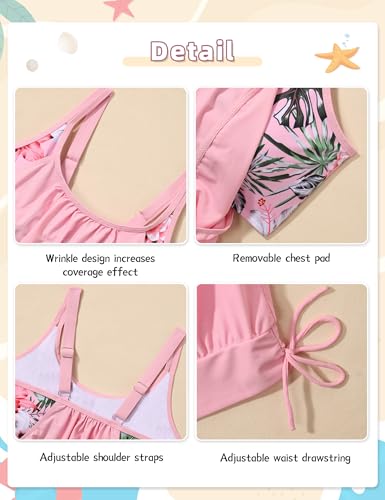 Image of Girls Tankini Swimsuit 2 Piece Tiered Ruffle Bathing Suit Teen Girl Swimsuit 6-14Y