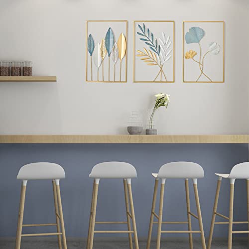 Image of Framing Hub - Golden Metal Wall decor (Set of 3 Leaves wall decor)
