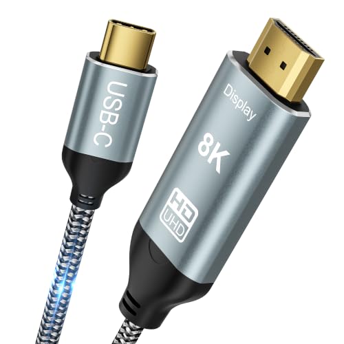 8K USB C - HDMI 2.1�P�[�u�� 3.3�t�B�[�g - 8K@60Hz�A4K@120Hz (Thunderbolt 3/4�Ή�) ���� 48Gbps Type C - HDMI�P�[�u�� �ґg�R�[�h iPhone 17 Promax�AXPS�AiP