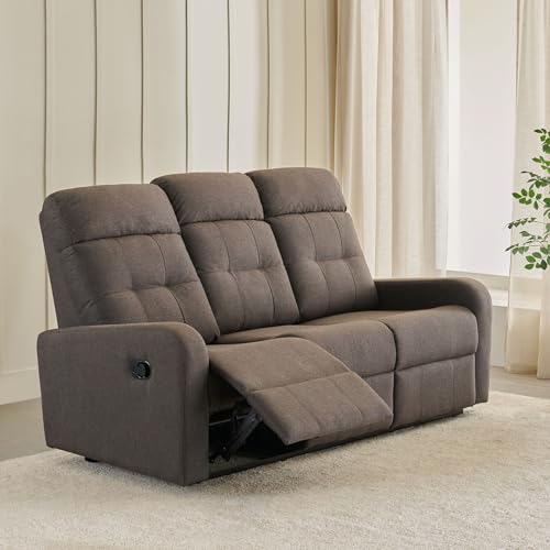 Image of Home Centre 3 Seater Helios Toledo Fabric Recliner| Fabric Recliner| (Brown) |1 Year Warranty