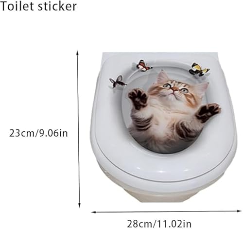 3D-Toilettendeckel-Aufkleber, niedliches Kätzchen-Design, abnehmbarer Aufkleber, Badezimmer-Dekor für WC-Deckel und Tankabdeckungen