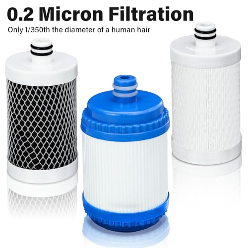 Image of 3 Stage RV Water Filter System with 3 Replacement Filters 0.2 Micron High Flow Camper Water Filter for RV and Boat