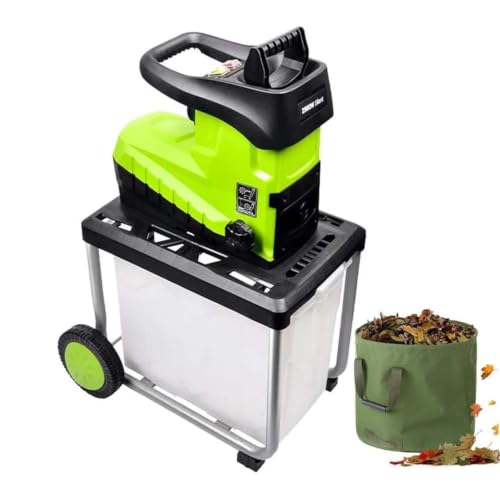 EXSHUING Trituradora De Ramas Eléctrica Con Caja De Recolección De 60 L; Capacidad De Trituración De 45 Mm. Diámetro, Resistencia Al Agua Ipx4, Para Residuos De Jardín Y Elaboración De Compost