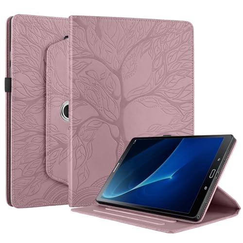 Succtopy Funda para Samsung Galaxy Tab A6 2016 10.1 Pulgadas SM T580/SM T585 Rotación de 360 Grados Carcasa con Función de Soporte PU Protectora Tableta Cover Galaxy Tab A6 10.1 2016 Oro Rosado