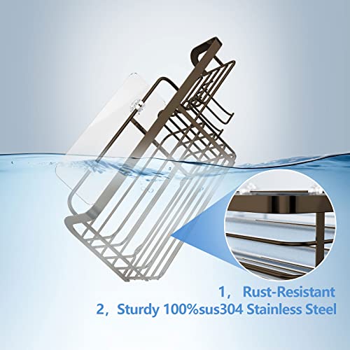 Shower Caddy Adhesive Shelves With Soap Holder&Hooks,Bathroom Organizers, No Drilling Shower Hanging Organizer,Rustproof Stainless Steel Shower Shampoo Holder For Bathroom, Kitchen,Dorm-2 Pack(Coffee) #TOP5
