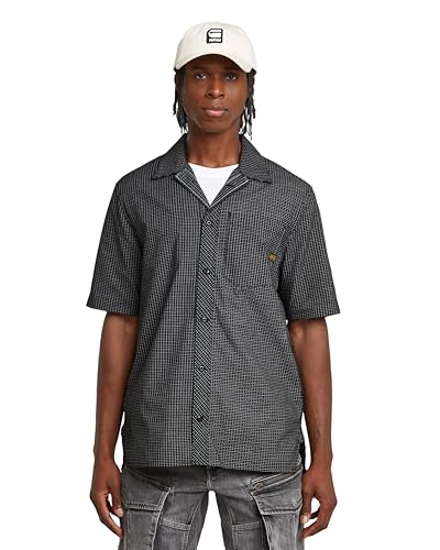 G-STAR Men's One Pkt Regular Shirt Ss, Multicoloured (Dk Black Mini Check D26183-d917-h053), XL