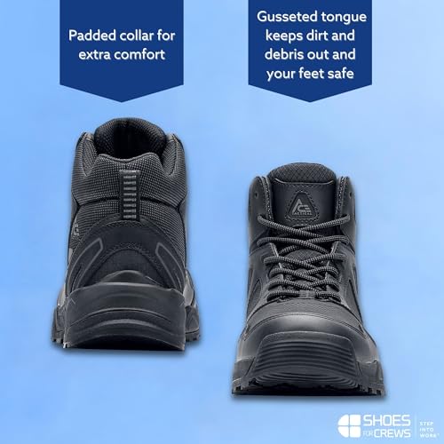 Shoes for Crews Defender Mid, Men's, Women's, Unisex Soft Toe (ST) and Nano Composite Toe (NCT) Work Shoes, Slip Resistant, Water Resistant, Black4