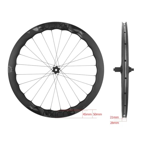 700c Disc Brake Wheel Set 5045mm Carbon Road Bike Wheelset Tubeless Ready Cycling Wheel Thru Axle 12 * 100/142mm Sealed Bearings HG/XDR 36T Ratchet(HG)