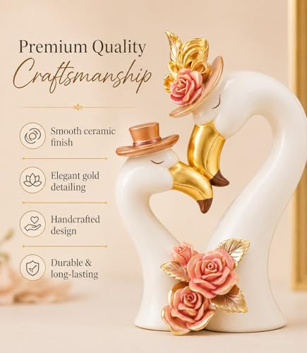 Image of ARMONIA Soulmate Swan Couple Figurine Showpiece 29cm |Luxury Polystone Love Romantic Statue for Living Room,Wedding,Anniversary & Housewarming Gift