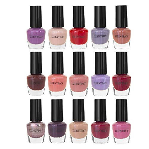 Ellen Tracy 15 Pack Nail Polish Collection, Fingernail Polish for Women and Girls, 15 Mini Nail Polish Colors, Glossy and Glitter Quick to Dry Nail Polish
