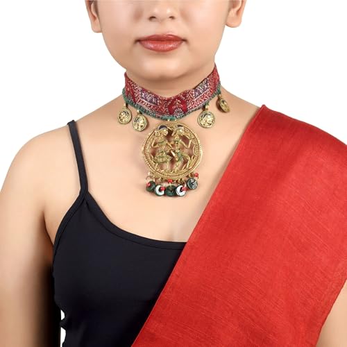 Image of AAKRITI ART CREATIONS Royal Empress Handcrafted Tribal Dhokra Necklace & Choker Collection | Queen-Inspired Artisan Brass Statement Jewelry | Ethnic, Regal & Elegant Necklaces for Women