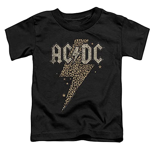 PopFunk Classic Toddler Kids ACDC Leopard Bolt, Black Unisex Boy Girl Short Sleeve Graphic T-Shirt (2) Leopard Bolt, Black