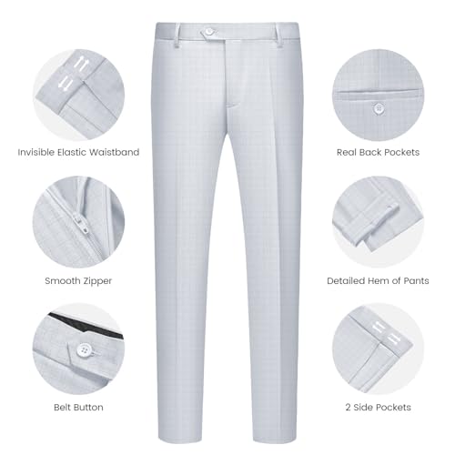 Image of WULFUL Men's Slim Fit Suit One Button 3-Piece Blazer Dress Business Wedding Party Jacket Vest & Pant