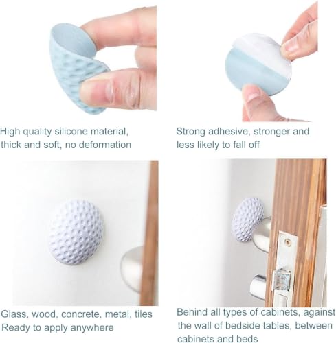 Image of Nibbler Door Handle Wall Protector, Soft Silicone Stopper with Strong Adhesive, Anti-Collision Door Knob Bumper, Protects Walls from Damage, Fits Glass, Wood, Metal, Ceramic & Wallpaper (Pack of 8)