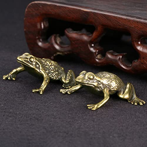 Milisten Wealth Toad 2Pcs Antique Brass Frogs Statue Fengshui Toad Animal Figurine Chinese Collectibles For Wealth Lucky Prosperity Protection Sculpture Gift Lucky Money Frog #TOP6