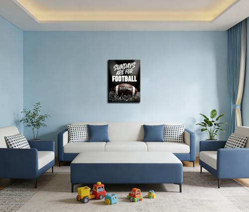 Image of Frimeeme Black and White Football Canvas Wall Art | 12x16 Inch Print for Kids Boys Room Dorm Living Room,Framed