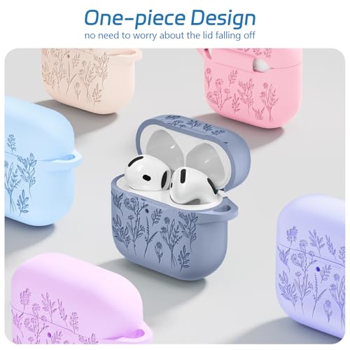 Image of for Airpods 4 Case, Ekoonpft Flower Engraved Cases for Apple AirPods 4th Generation 2024, Soft Silicone Cover for Women Girly with 3-in-1 Cleaner Kit, Keychain, Military Grade Protection