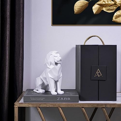 Image of Artarium Geometric Sitting Lion Decorative Showpiece for Home Decor Office Decor Animal Figurines Gifts Antique Design (Sitting Lion White 7.67 Inch)