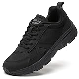 Men Fashion Casual Wide Shoes Breathable Comfort Boat Shoes All Black Size 9.5 Men's Adjustable Driving Walking Shoes