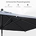 PURPLE LEAF Sonnenschirm 300 x 200 cm rechteckig, Gartenschirm mit knickbar, Aluminium Balkonschirm mit Kurbel, Marktschirm Sonnenschutz, für Schwimmbäder, Terrasse, Grau