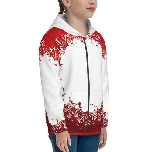Winter Christmas Snowflake Kid Hoodies Boys Zip Up Sweatshirts Girls Pullover with Pocket4