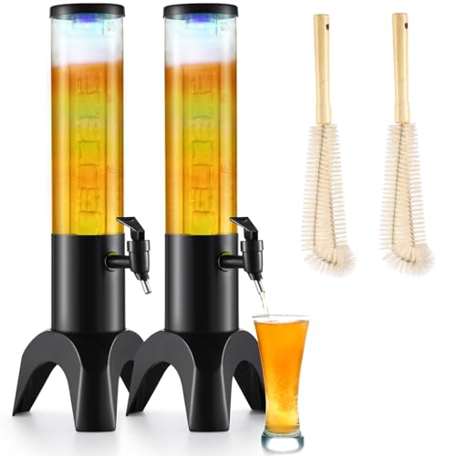 KK KMKGOKO 2Pack Mimosa Tower 1.5-Liter, 50 fl oz Mimosa Drink Tower Dispenser with Ice Tube and LED Light, Tabletop Beer Dispenser (50 fl oz-2Pack)