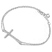 Sideways Cz Cross .925 Sterling Silver Bracelet