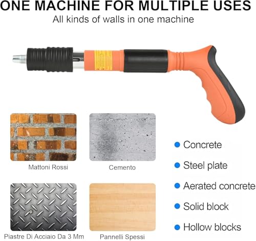 Image of Manual Concrete Steel Nails Gun Tool with 120pcs Round Nails,5 Speed Wall Fastening Rivet Gun Tool Nail Gun Monitor Installation Gun Manual Rivet Nail Gun Household Woodworking