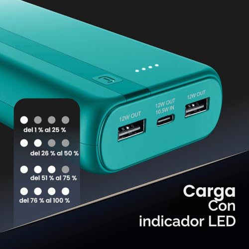Miniatura 4 de Power Bank Cellularline 20000 mAh con USB-C In/out + 2 Puertos USB-A – Carga Múltiple e Indicador LED – Azul