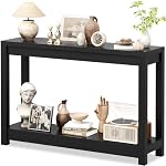 Cyclysio Table de console en bois, Table de canapé avec entreposage, Table d'entrée avec étagères, 47” Table de console étroite avec stockage ouvert pour entrée, noir
