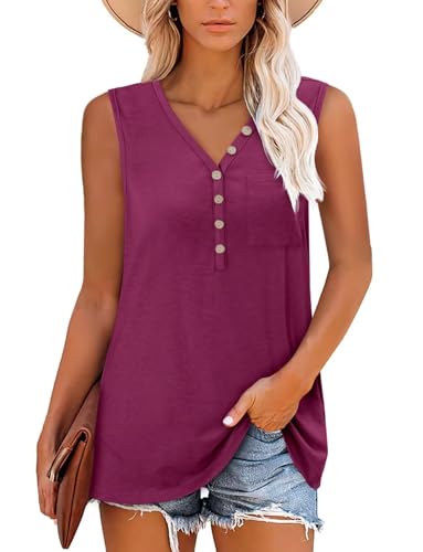 KISSMODA Womens Boho Tops for Summer Sleeveless Tanks Loose Fit Casual Blouse Daily Shirts for Leggings (S-3XL)