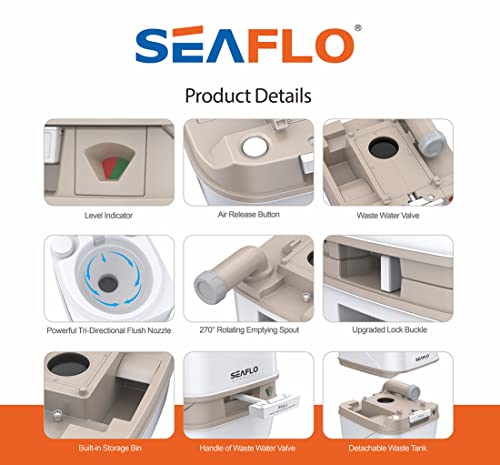 image for SEAFLO Portable Toilet for RV, Boat, and Camping (3.2 Gallon - Premium