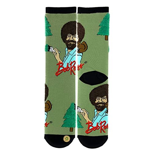ooohyeah Men's Bob Ross Novelty Crew Cotton Socks, Funny Crazy Casual Dress Socks, Painting Bob Ross