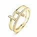 Barzel 18k Gold Plated Cubic Zirconia Double Cross Ring (Gold, 10)