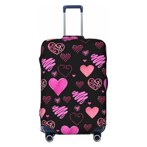 Red Watercolor Hearts Luggage Cover Washable Elasticated Luggage Covers for Suitcase tsa Approved Stylish Dust and Scratch Resistant Luggage Case Protector