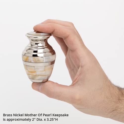 Perfect Memorials Brass Nickel Mother of Pearl Keepsake Cremation Urn - Thumbnail 4
